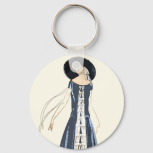 die Mode-Kleid und Hut Zwanzigerjahre Frauen Schlüsselanhänger