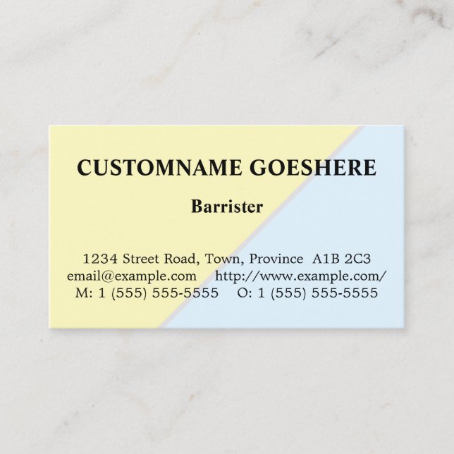 Die moderne Barrister Business Card Visitenkarte (Vorderseite)