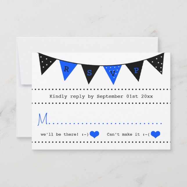Die moderne Blue Bunting Collection RSVP Karte (Vorderseite)