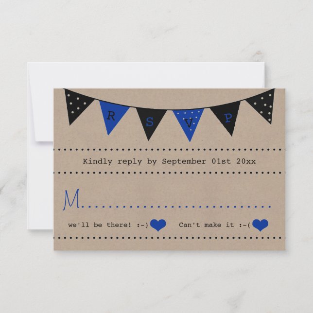 Die moderne Blue Bunting Collection RSVP Karte (Vorderseite)