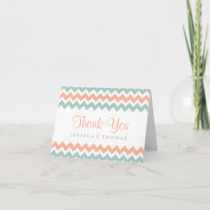 Die moderne Chevron-Hochzeitskollektion Pfirsich u Dankeskarte