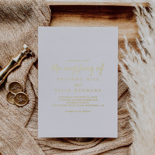 Die moderne Kalligrafie-Hochzeit in Gold Folieneinladung