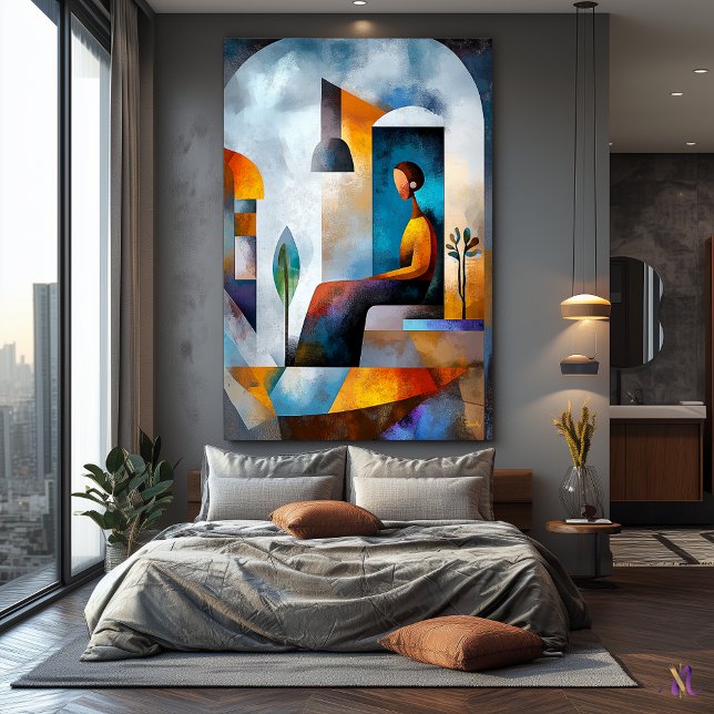 Die moderne kubistische Vision des Zeitalters der  Leinwanddruck (Von Creator hochgeladen)