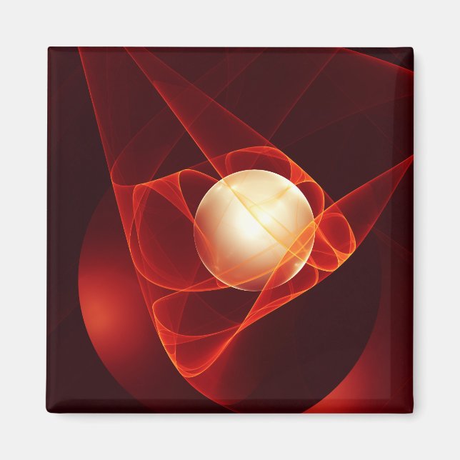 Die moderne Kunst des Abstrakten Roten Fraktals sc Magnet (Vorne)