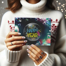 Die moderne Neon hat glücklich neues Jahr Holiday Postkarte