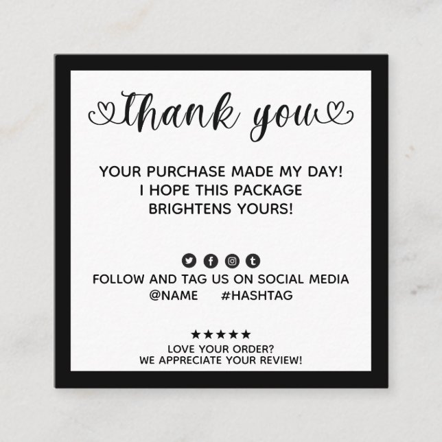 Die moderne Ordnung hat mich zu einem Dankeschön g Quadratische Visitenkarte (Vorderseite)