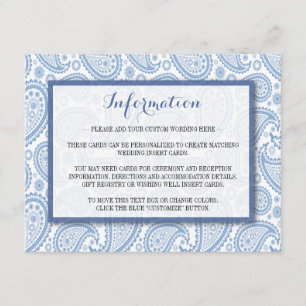 Die moderne Paisley Wedding Collection - Blue Begleitkarte
