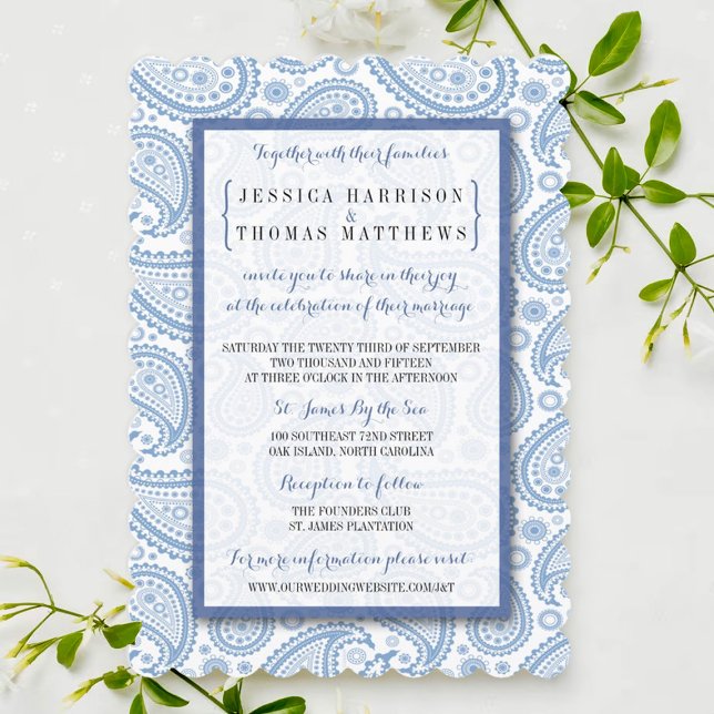 Die moderne Paisley Wedding Collection - Blue Einladung (Von Creator hochgeladen)