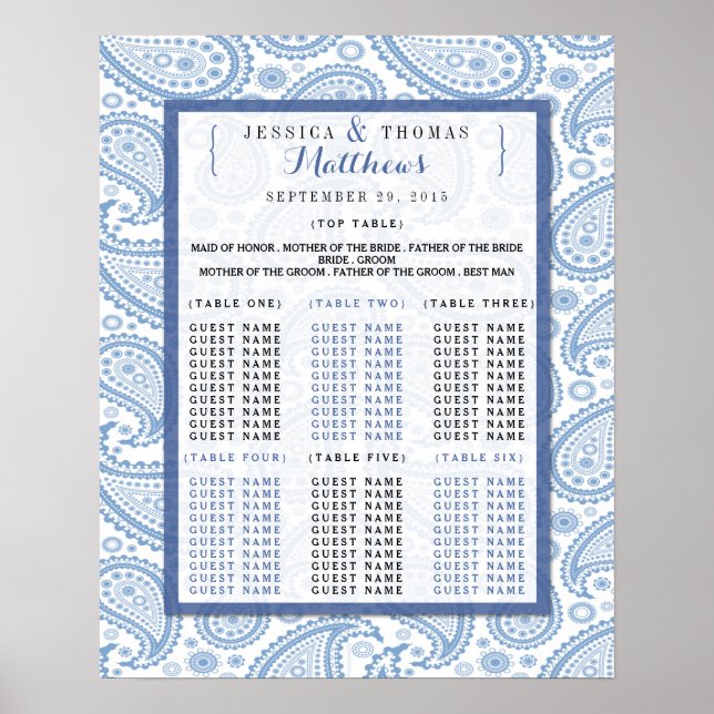 Die moderne Paisley Wedding Collection - Blue Poster (Vorne)