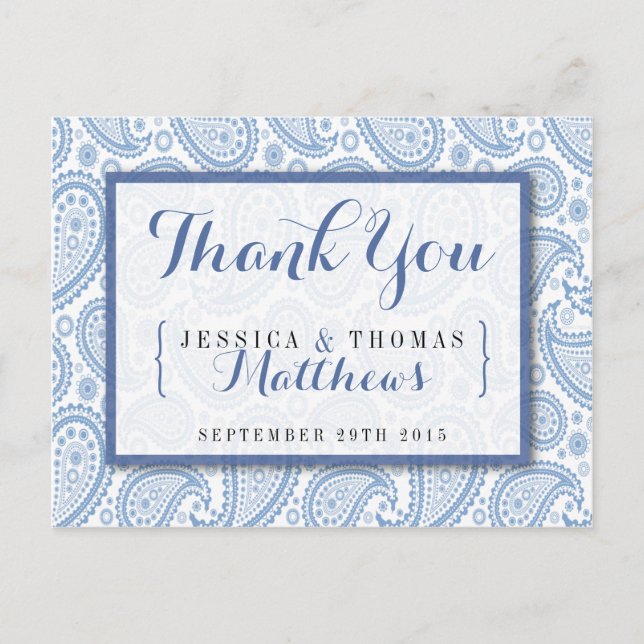 Die moderne Paisley Wedding Collection - Blue Postkarte (Vorderseite)