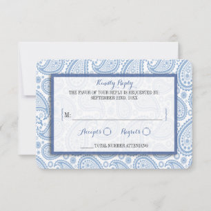 Die moderne Paisley Wedding Collection - Blue RSVP Karte