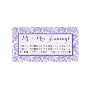 Die moderne Paisley Wedding Collection - Lila Adressaufkleber