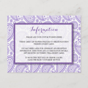 Die moderne Paisley Wedding Collection - Lila Begleitkarte