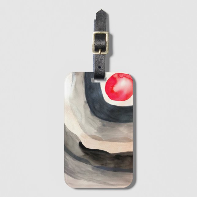 Die moderne, sonnengraue und schwarze abstrakte Ku Gepäckanhänger (Vorderseite Vertikal)