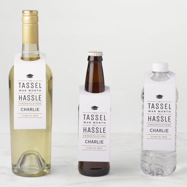 Die moderne Tassel war den problemlosen Abschluss  Flaschenanhänger (Beispiel)