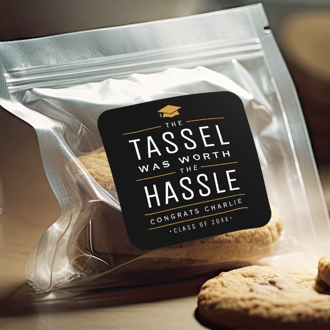 Die moderne Tassel war den problemlosen Abschluss  Quadratischer Aufkleber (Modern the tassel was worth the hassle Graduation Square Sticker)