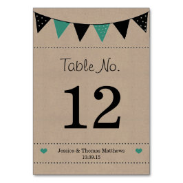 Die moderne türkisfarbene Hochzeitskollektion Tischnummer