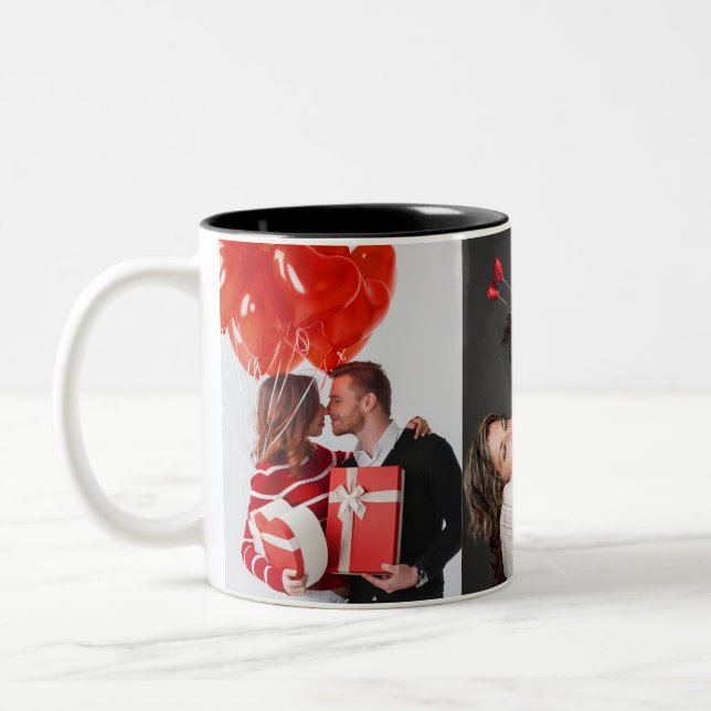 Die moderne Valentinstag Collage Tasse (Links)