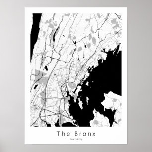 Die moderne weiße Karte der Bronx New York City Poster