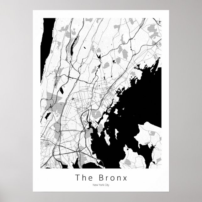 Die moderne weiße Karte der Bronx New York City Poster (Vorne)