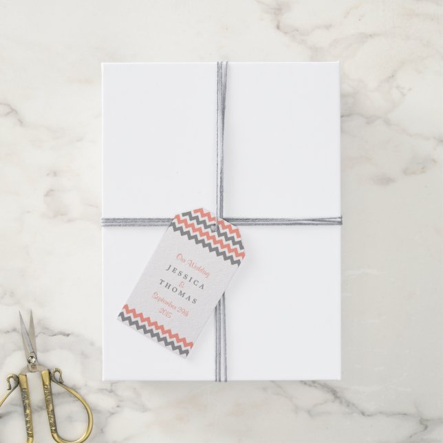 Die moderne Zickzack Hochzeitskollektion - rosa un Geschenkanhänger (Mit Garn)