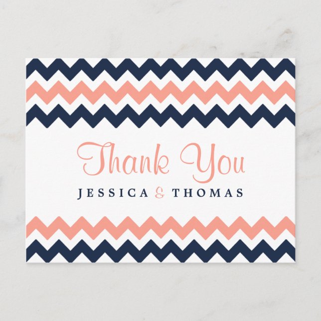 Die moderne Zickzack Hochzeitskollektion - Rosa un Postkarte (Vorderseite)