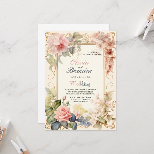 DIE MODERNSTEN UND ELEGANTESTEN BLUME EINLADUNG (Vorderseite/Rückseite Beispiel)