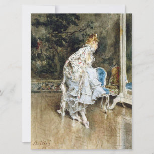 Die modische Schönheit, die sich selbst im Spiegel Karte