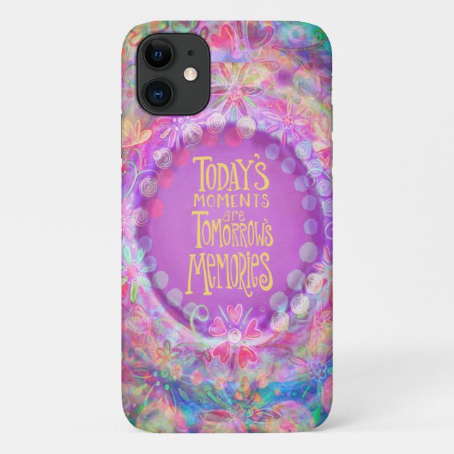 Die Momente von heute rosa florale Girly Inspirivi Case-Mate iPhone Hülle (Rückseite)