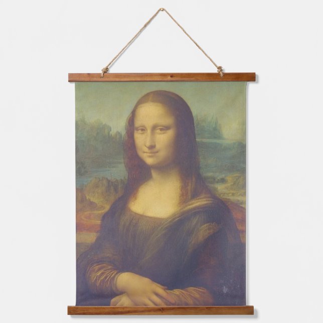 Die Mona Lisa von Leonardo Da Vinci Wandteppich Mit Holzrahmen (Vorderseite)