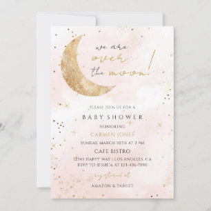 die Mond-Pink-Star-Baby-Party Einladung