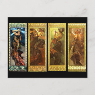 Die Mond und Sterne Vintage-Mucha-Postkarte Postkarte