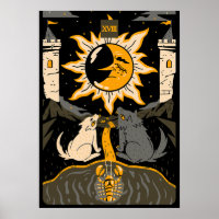 Die Mondkarte Der 18. Tarot-Kartenrücklauf Vintag