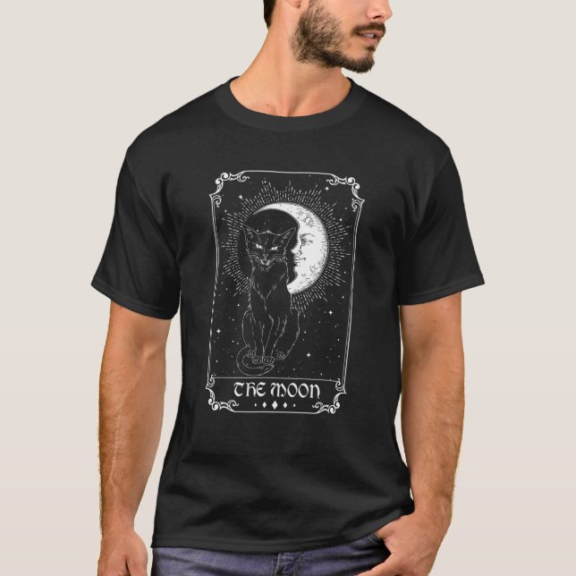 Die Mondkarte Tarot Crescent Moon und Cat Hallowee T-Shirt (Vorderseite)