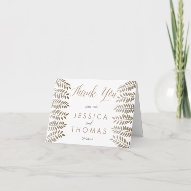 Die monochrome Fern Woodland Wedding Collection Dankeskarte (Vorderseite)