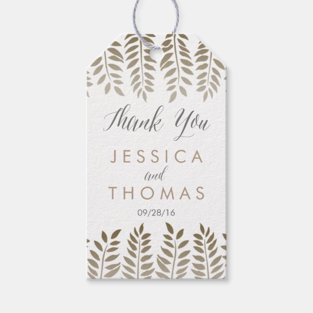 Die monochrome Fern Woodland Wedding Collection Geschenkanhänger (Vorderseite)