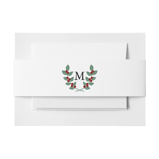 Die Monogram Berry Bush Wedding Collection Einladungsbanderole (Vorderseite Beispiel)