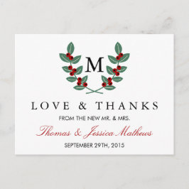 Die Monogram Berry Bush Wedding Collection Postkarte