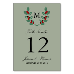 Die Monogram Berry Bush Wedding Collection - Sage Tischnummer