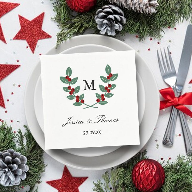 Die Monogram Berry Bush Wedding Collection Serviette (Von Creator hochgeladen)