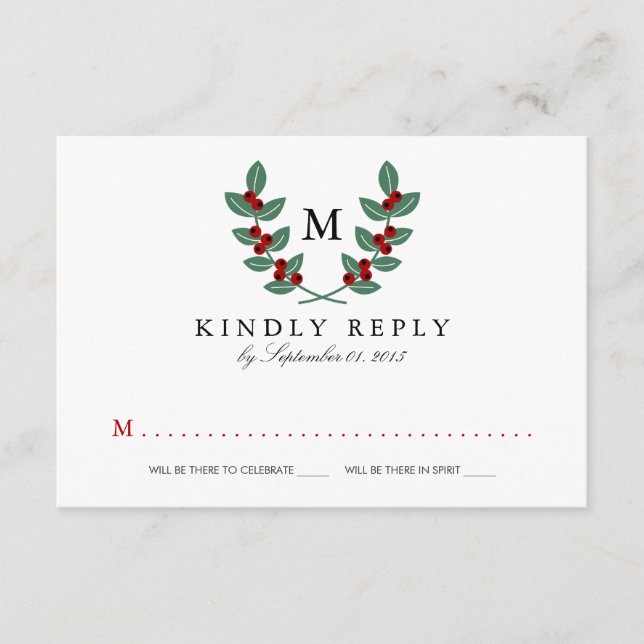 Die Monogram Berry Bush Wedding Collection - UAWG RSVP Karte (Vorderseite)