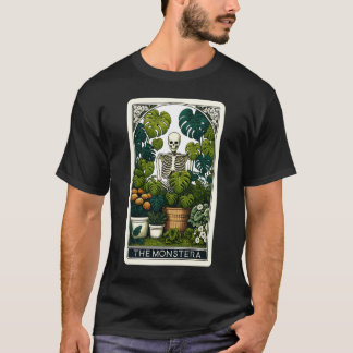 Die Monstera Tarot Card Skelettgärten T-Shirt