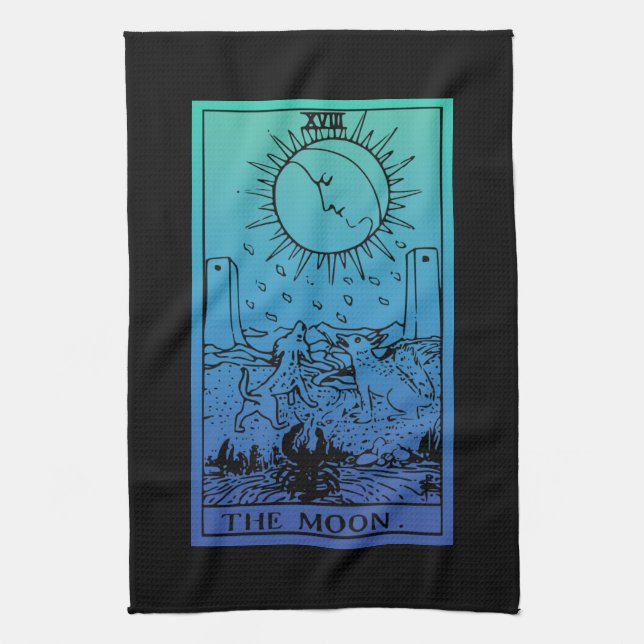 Die Moon Tarot Card Gradient Küchentuch (Vertikal)