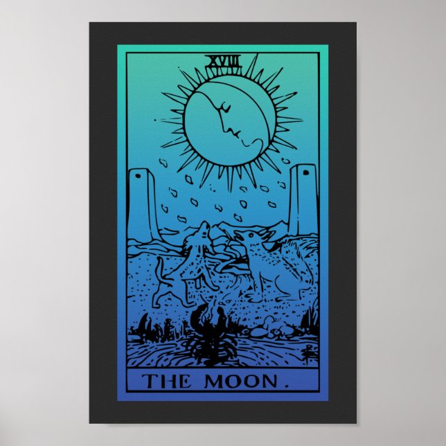 Die Moon Tarot Card strahlt ein Poster aus (Vorne)