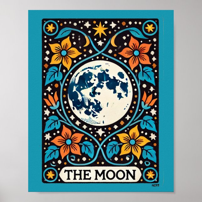 Die Moon Tarot Card Vollmond Luna Poster (Vorne)