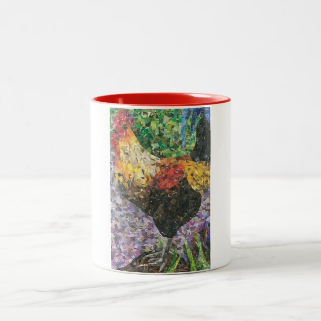 Die Morgen-Anruf-Tasse Zweifarbige Tasse (Mittel)