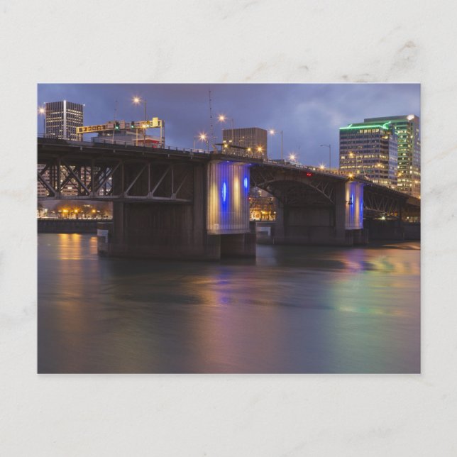 Die Morrison-Brücke über den Fluss Willamette Postkarte (Vorderseite)