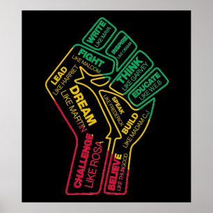 Die motivierend Faust des Schwarzen Geschichtsheld Poster