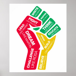 Die motivierend Faust des Schwarzen Geschichtsheld Poster