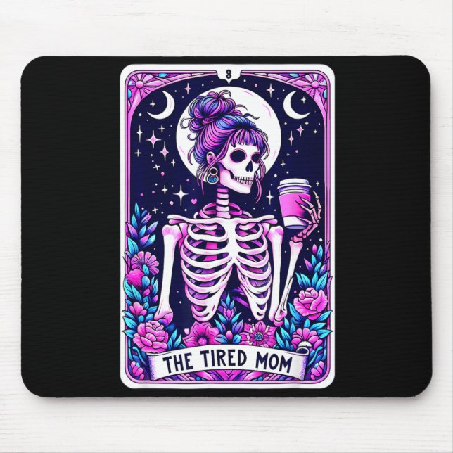 Die müde Mutter Tarotkarte Skelett-Mutter Hallowee Mousepad (Vorne)